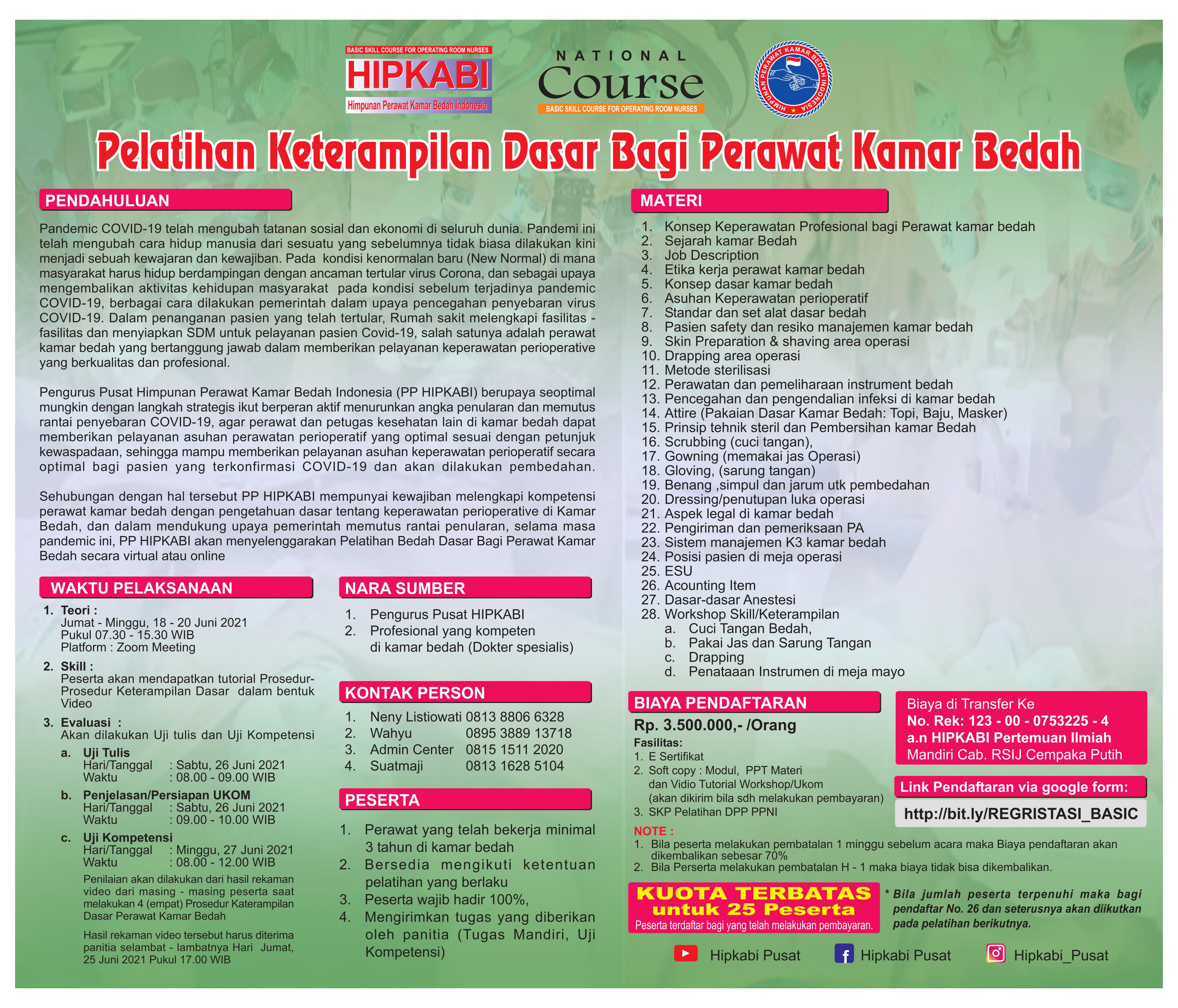 Pelatihan Keterampilan Dasar Bagi Perawat Kamar Bedah Secara Virtual